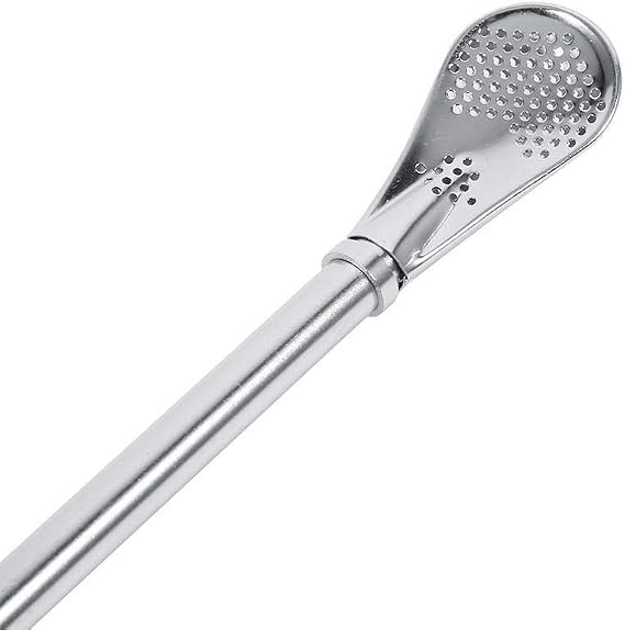 Broco Filtered Straw,Dependable Stainless Steel Yerba Mate Tea Gourd Bombilla Drinking Straw Filtered Spoon Silver