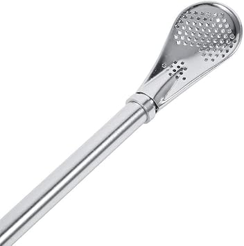 Broco Filtered Straw,Dependable Stainless Steel Yerba Mate Tea Gourd Bombilla Drinking Straw Filtered Spoon Silver