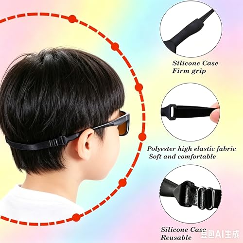Image of KSACLE Adjustable Glasses Strap, Upgrade 4 Pack No Tail Eyeglass Straps, Universal Fit Rope Eyewear Retainer, Sport Unisex Sunglass Retainer Holder Strap for Men, Women and Kids (Mix, 7-11 inch)