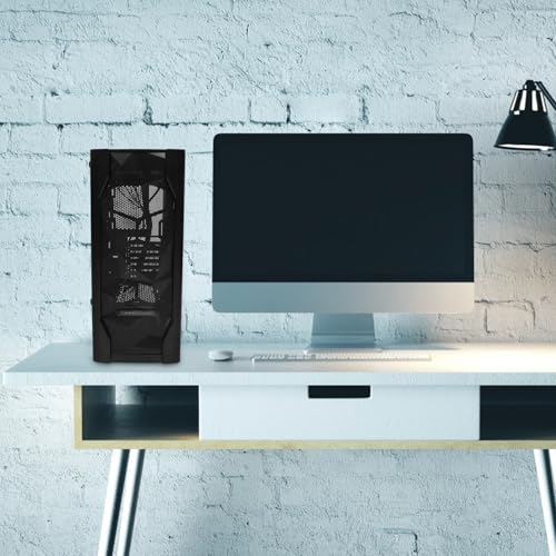 Gabinete Homoyoyo Gaming para Computadora ATX con Panel Lateral de Vidrio Templado y Enfriamiento Líquido, Color Negro miniatura 4