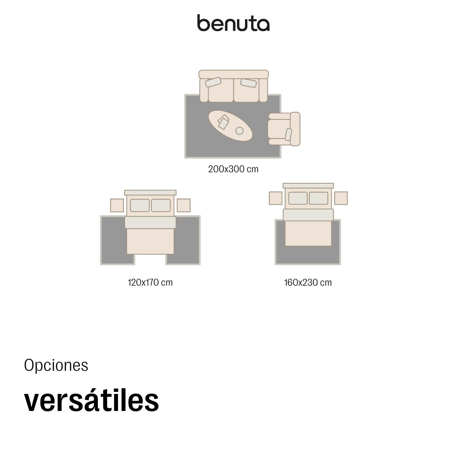 benuta Basic Alfombra Salon Claire - Crema 160x230 cm - Minimalista para Dormitorio, Sala de Estar en Estilo Retro geométrico - Fácil de Limpiar - Apta para Suelos radiantes