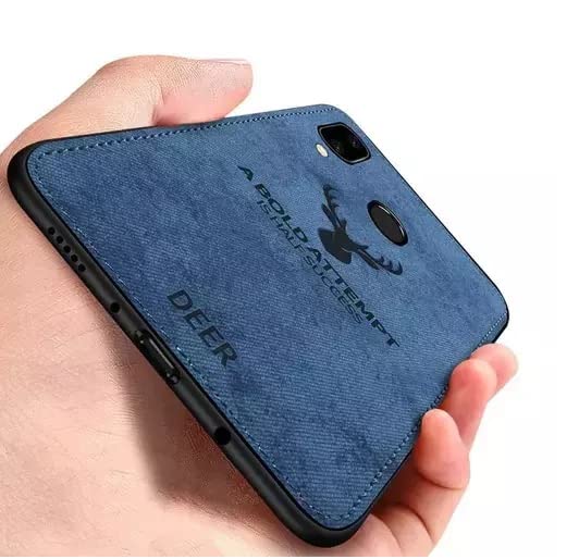 Image of REALCASE Realme 3 Pro Back Cover Case Stylish | Deer Fabric 3D Full Protective Side Grip Bumper | Shock Proof Case Back Cover for Oppo Realme 3 Pro (Blue)