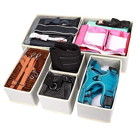 6 PCS Pet Storage Basket Organizer,Pet Toy and Accessory Collapsible Storage Bin,Non-woven Organizing Storage Box for Dog Apparel and Toys,Pet Accessory Storage Box,The Best Wardrobe for Pets (Gray) Cover