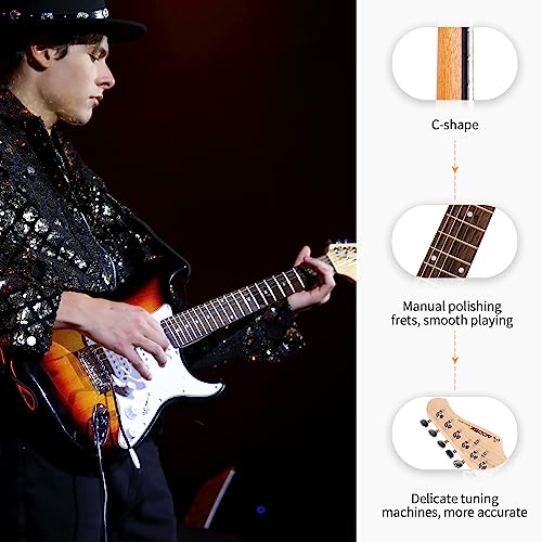 Aodsk AST-SSS170 Electric Guitar With Amp Beginner Kit 39 Inch Solid Body Full Size,All Accessories,Digital Tuner,Six Strings,Four Picks,Tremolo Bar,Strap,Gig Bag,Starter Kit thumb #4