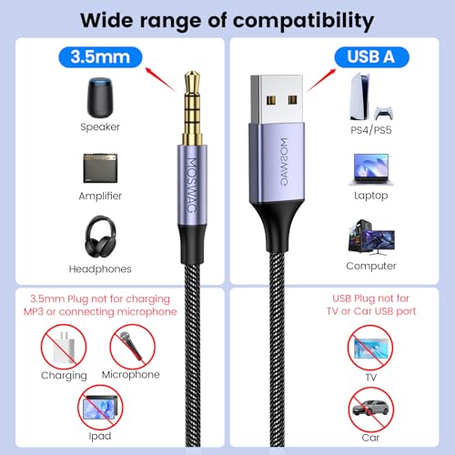 MOSWAG Adaptador USB a Jack 3.5mm con micrófono miniatura 2