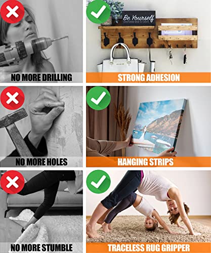 Extended Double Sided Tape Heavy Duty - 160" X 1.2" - Removable & Reusable - Clear & Strong Adhesive Nano Tape - For Mounting, Picture Hanging Strips, Posters, Carpet, Wall Home Office Outdoor #TOP2