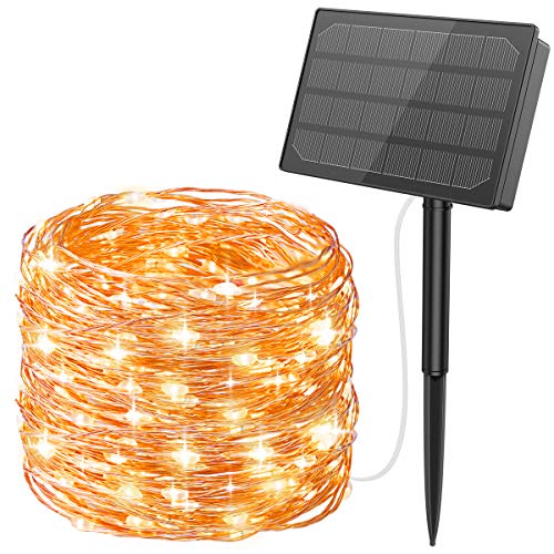 Criacr Solar Lichterkette, 50M 500 LED Solar Lichterkette Außen, 8 Modi Wasserdicht Kupferdraht Lichterketten für Garten, Hof, Party, Balkon, Hochzeit, Außen, Fest Deko (Warmweiß)