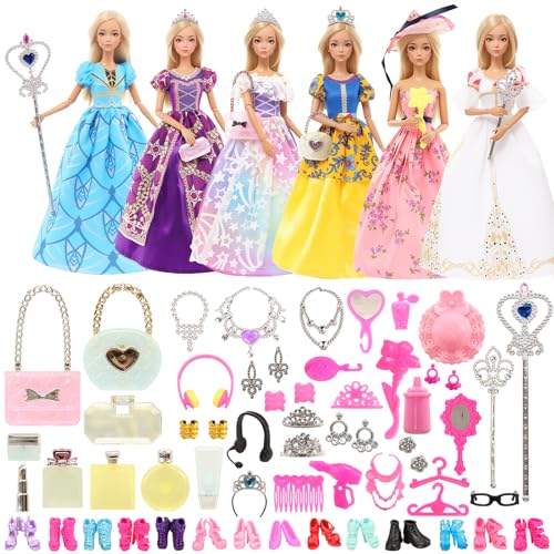 Miunana 55 Prinzessin Kleider Kleidung Schmuck Zubehör Puppenkleidung...