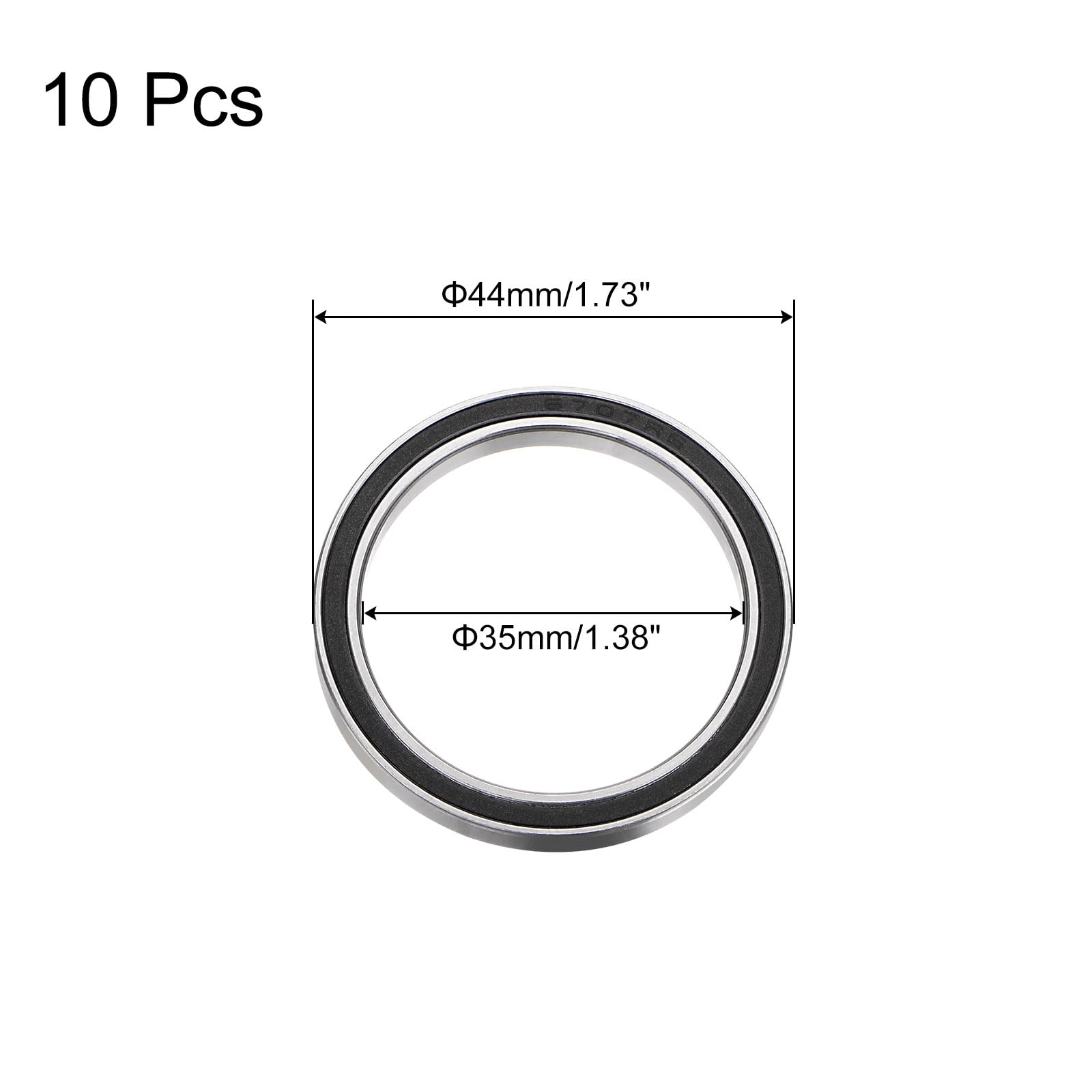 sourcing map 10Pcs 6707-2RS Roulement à Billes 35 x 44 x 5mm Noir