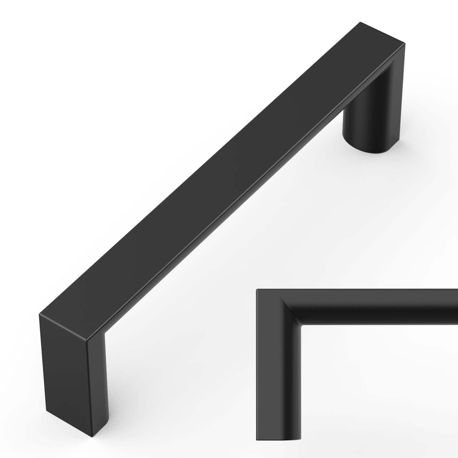Amerdeco 10 Pack Matte Black Cabinet Pulls, 3.75 Inch(96mm) Hole Center Kitchen Cupboard Handles, Solid Zinc Alloy - Cabinet Hardware Drawer Pulls for Cupboard Wardrobe, AM042