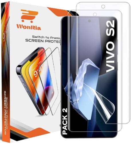 Image of WonRia Pack 2 - (Screen Guard Protector For Vivo S2 5G Unbreakable Membrane | Flexible TPU Film | Edge to Edge Installation Kit | Transparent