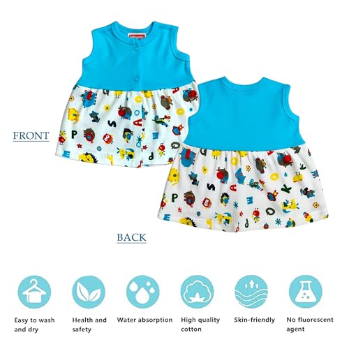 Image of VParents Cotton Knee-Length Sleeveless Girls Frock with Matching Shorts Soft, Comfortable, Multicolour Summerwear Set for Babies