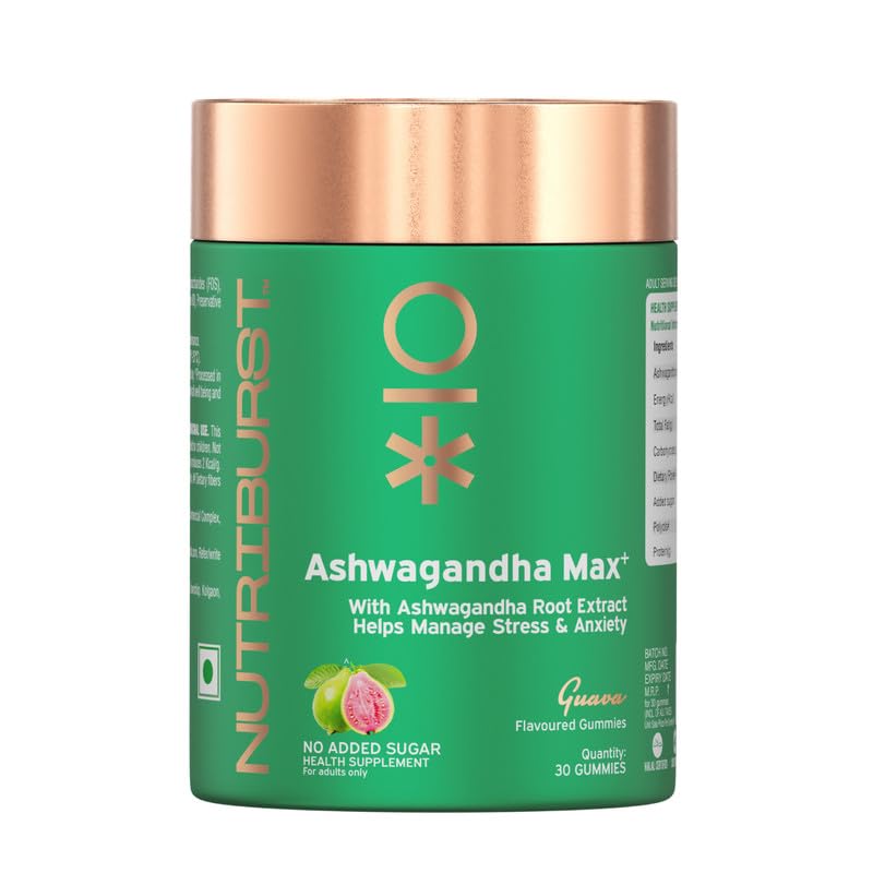 Nutriburst Ashwagandha Max 500mg Gummies for Stress and Anxiety Relief | Vigour, Energy, Power & Stamina | Relax Refresh Mind & Body | Guava Flavor Gummies, No added sugar| 30 Gummy (B0CRZWGWQC) Amazon Price History, Amazon Price Tracker