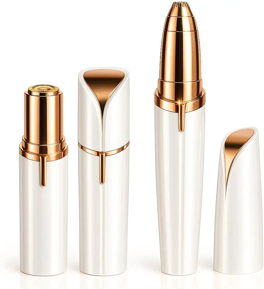 Kit 2 Peças Depilador Facial Feminino, Batom Depilador Facial + Caneta Depilador Sobrancelha, Removedor de Pelos com Alta Precisão, Depilador Elétrico Recarregável, Portátil