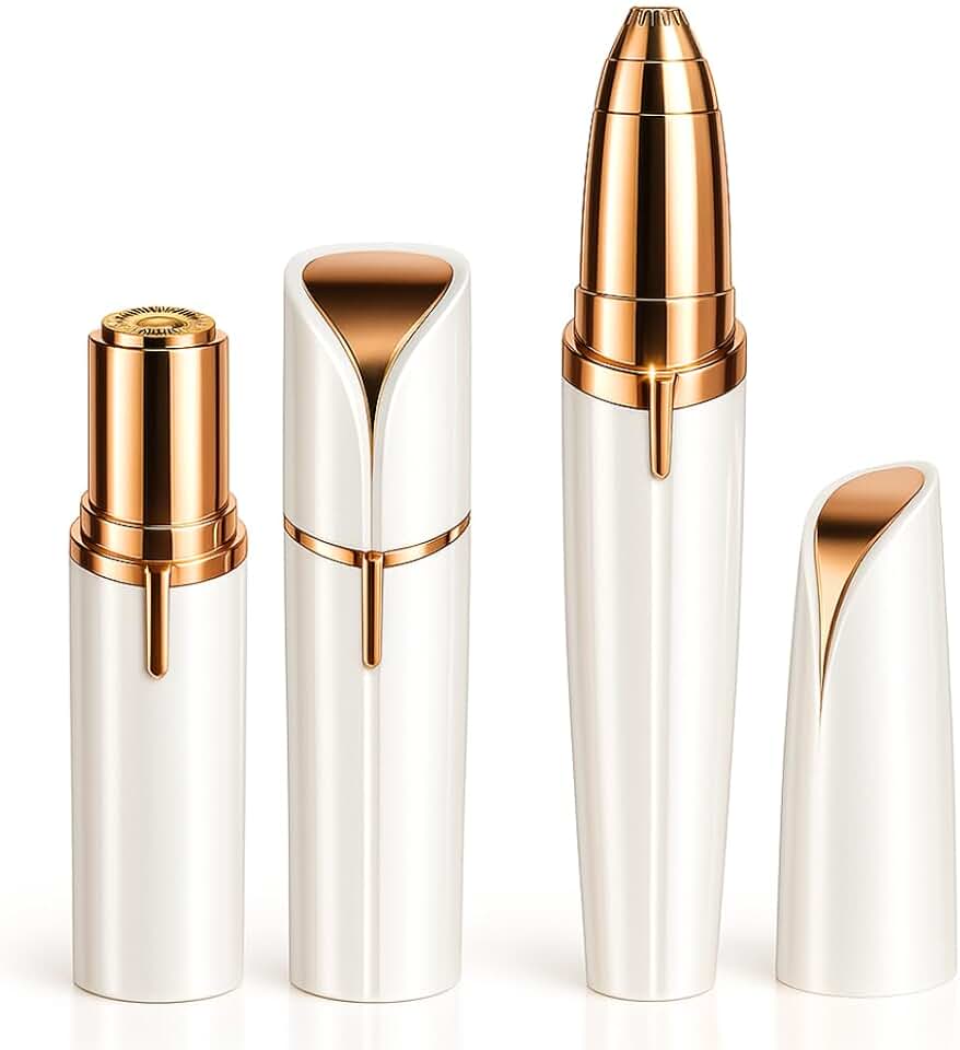 Kit 2 Peças Depilador Facial Feminino, Batom Depilador Facial + Caneta Depilador Sobrancelha, Removedor de Pelos com Alta Precisão, Depilador Elétrico Recarregável, Portátil