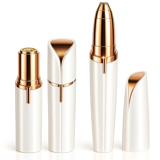 Kit 2 Peças Depilador Facial Feminino, Batom Depilador Facial + Caneta Depilador Sobrancelha, Removedor de Pelos com Alta Precisão, Depilador Elétrico Recarregável, Portátil