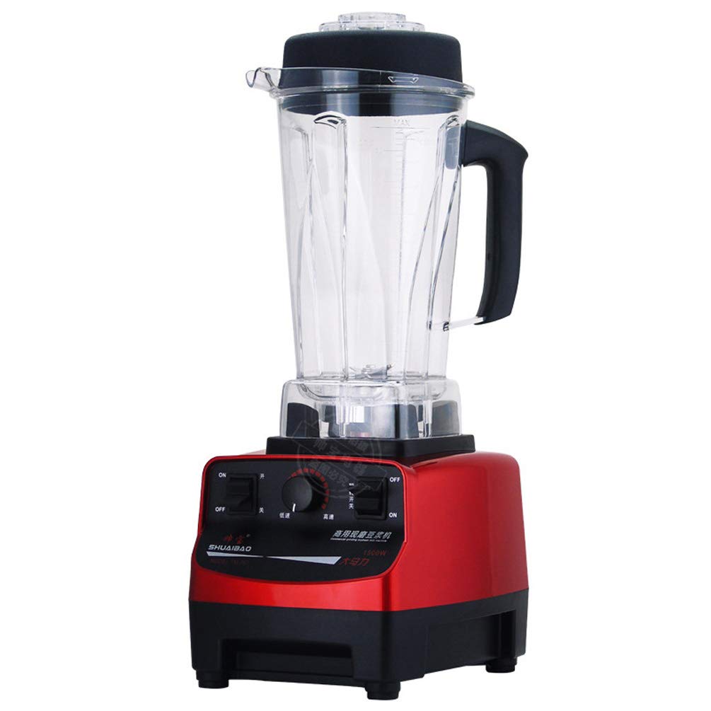 Household Blender Smoothie Maker Thickened Glass High Temperature Resistance Stainless Steel Ice Crusher 2l Glass Jug Grinder Multifunctional Food Smoothie Blenders Easy to clean, Red