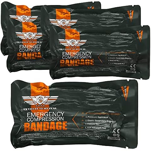 EVERLIT Israeli 6 Inch Emergency Bandage Compression Trauma Pressure Wound Dressing Sterile Vacuum-Sealed Packaging for Bleeding Control, Medical Trauma Kit, Gun Shot, First Aid IFAK Cover