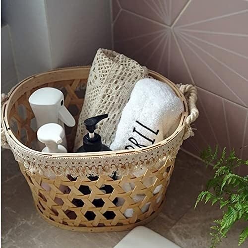 Cestas de Almacenamiento, Cesta de Almacenamiento portátil Tejida de Madera Organizador de Cocina Cesta de Pan de Fruta de Picnic Decoración de Cesta de Escritorio de mimbre pequeña (Tamaño : L) ( Siz