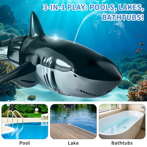 image for BLmukce 2.4GHz Remote Control Shark Toy for Pool, 1:18 Scale High Simu