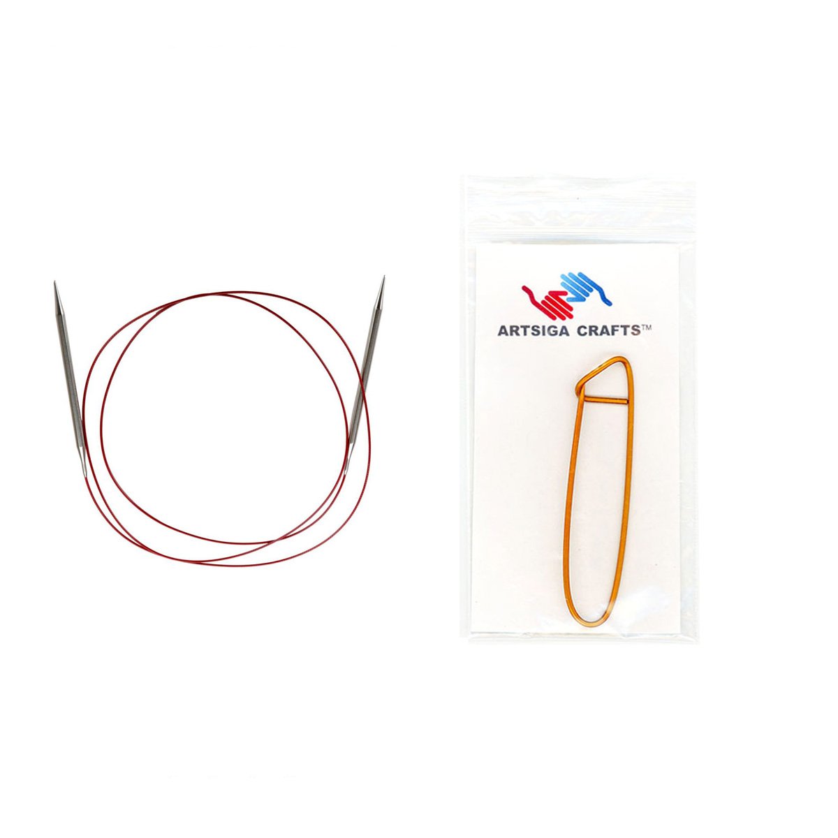 ChiaoGooRed Lace 60 inch (152cm) Circular Knitting Needles US Size 10 (6mm) Stainless Steel 7060-10 with Stitch Holder