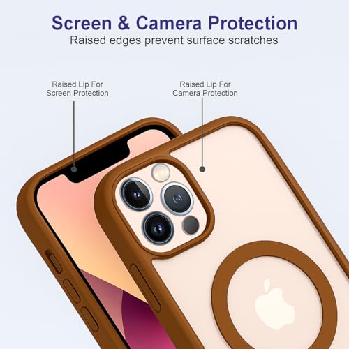 Image of AIBEX Clear Mag-Saf Case for iPhone 14 Pro | Strong Magnetic Lock, Anti-Yellowing Transparent Back Cover | Military-Grade Drop Protection | Slim Lightweight Cover with Camera Guard - Brown