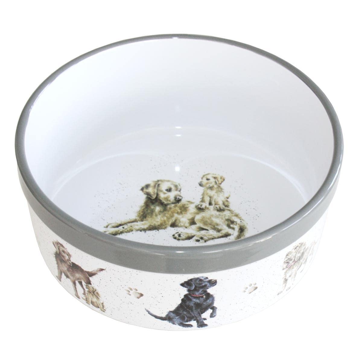 Wrendale Designs Steingut Hundenapf ca. 20,5cm D 1800ml Royal Worcester Schüssel mit Rasse-Hunde Portraits von der britischen Künstlerin Hannah Dale fürs Füttern & als Geschenk
