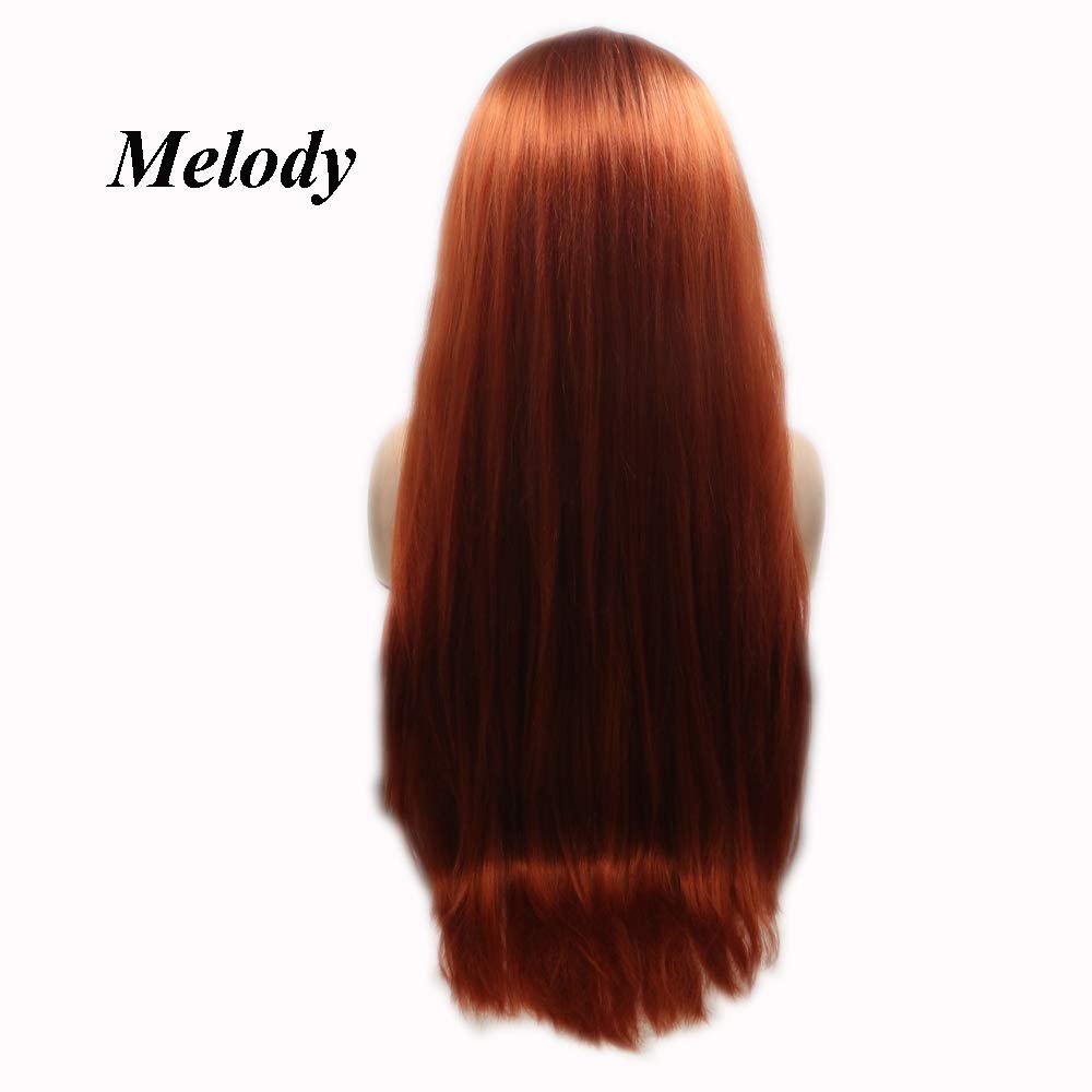 Melody 350# Red U Part Lace Wigs - Long Straight Fashion Synthetic Lace Wigs for Women Heat Resistant Fiber Hair Cosplay 24 Inch
