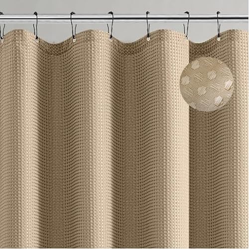 La Mejor Recopilación de Cortinas para baño los más recomendados. 43 Cortina de Ducha para baño 180 * 180cm, Cortina de Baño Tela Impermeable - Cortinas de Baño Elegantes y Lavables con 12 Ganchos, Adecuado para el hogar, Hotel (Caqui)