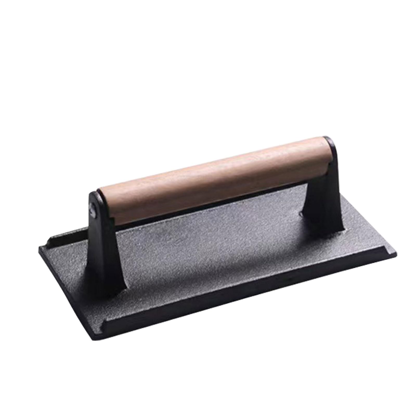 Heavy Duty Burger Press, 8.2"X4.3" Rectangle Cast Iron Smash Meat Steak with Wood Handle for Flat Top Griddle Grills, Sandwich, Nonstick Pan