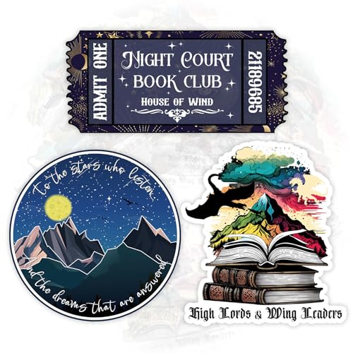 3 Pcs 3 Inch - ACOTAR Inspired Sticker High Lords and Wing Leaders - Velaris Acotar Mountains - Night Court Book Club Waterproof Vinyl Decal for Water Bottles Tumbler Laptop Car Kindle