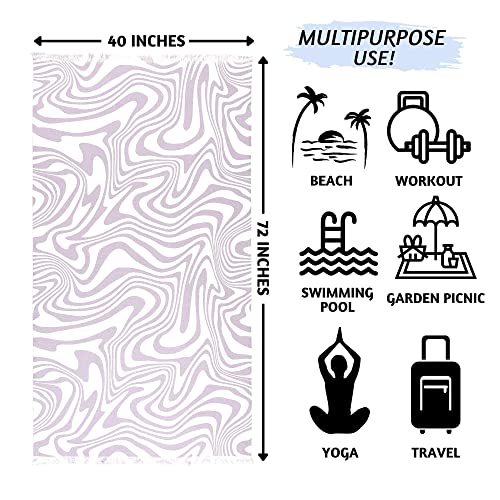 Folkulture Turkish Beach Towel For Adults With Tote Bag 40" X 72" Bath Towels, Beach Blanket Or Oversized Sandproof Beach Towels, 100% Cotton Quick Dry, Lightweight And Large, (Lilac) #TOP3