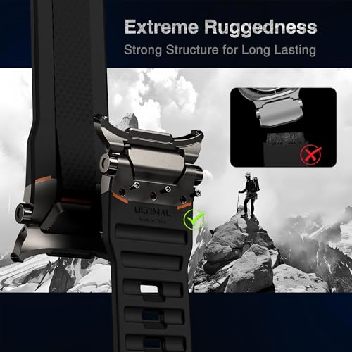 Image of ULTIMAL Watch Band for Samsung Galaxy Watch Ultra 47mm (2025 /2024) Compatible with Samsung Watch Strap Bands for Men Sport Bands for Watch Rugged Premium TPU & Metal (Black+Grey)