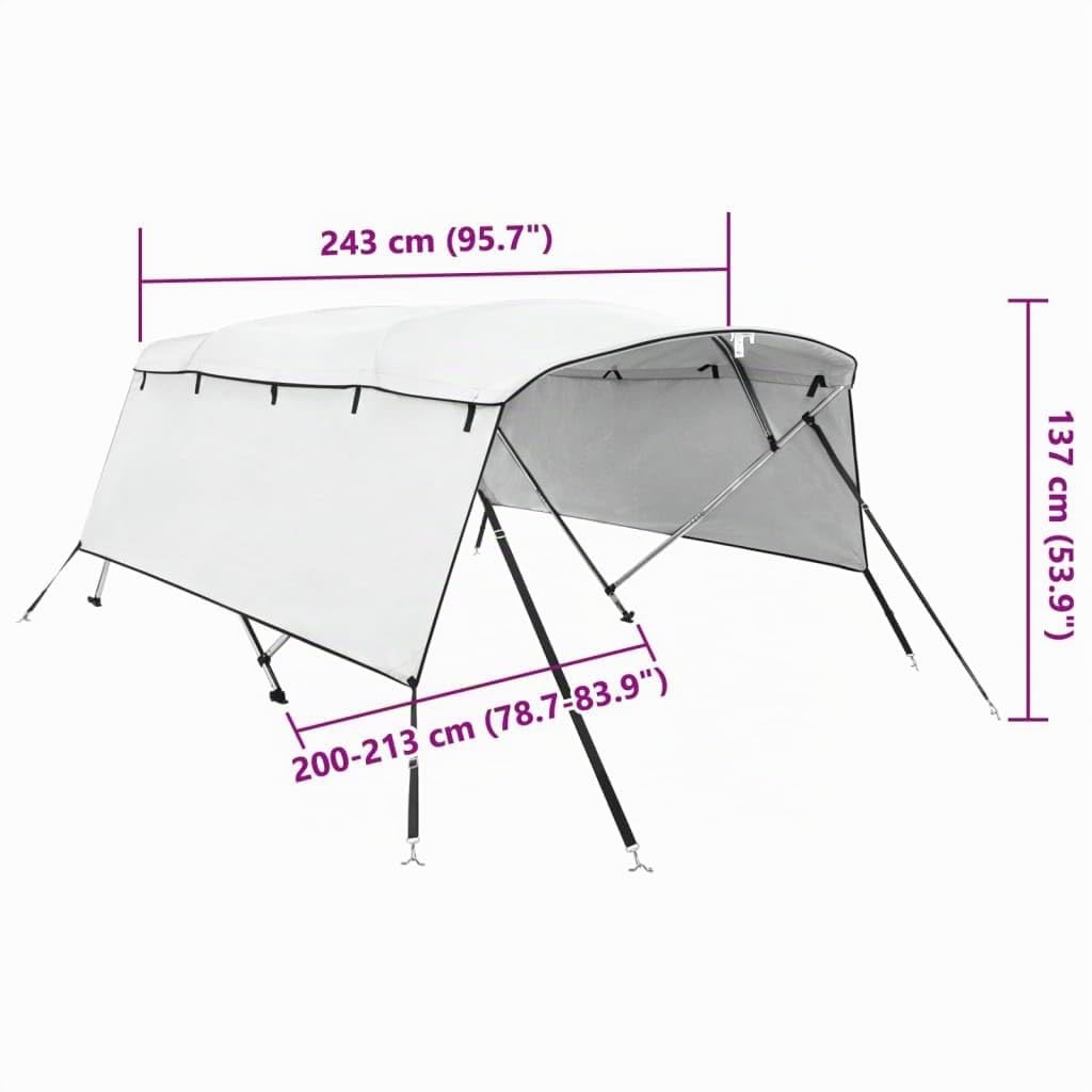 vidaXL Toit Bimini à 4 arceaux parois latérales 243x(200-213) x137 cm