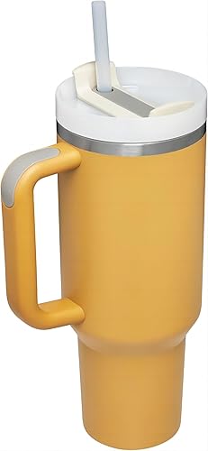 Vaso aislado de 40 onzas con pajita, botella de agua de acero inoxidable de doble vacío para el hogar, la oficina o el automóvil, taza de café