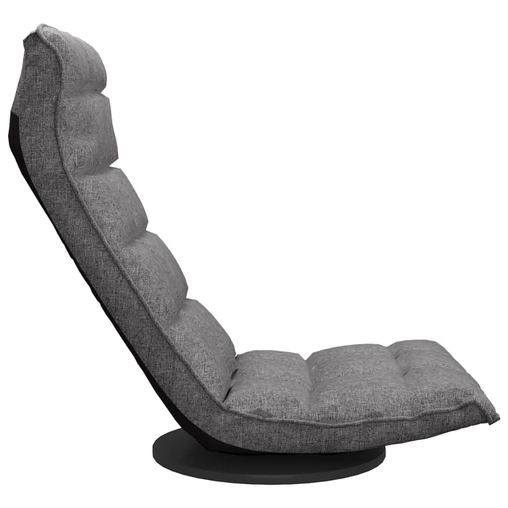 Sedia girevole da pavimento in tessuto grigio chiaro, regolabile, imbottita, pieghevole, ergonomica, per meditazione, gaming, soggiorno, camera da letto, yoga, accessorio per seduta