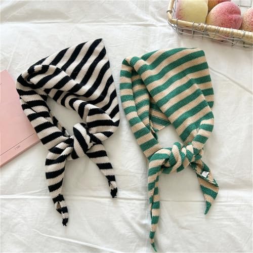 Yizelli Triangle Knit Scarf for Women Warm Stripe Scarf for Spring Fall Winter3