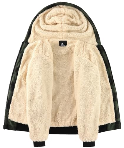 V VALANCH Boys Zip Up Hoodie Fleece Sherpa Lined Hooded Flannel Jacket for Kids 6-15 Years - Image 5