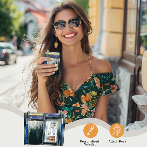 Image of Yonlevres Forest Credit Card Holder Slim RFID Wallet Women Small Travel | Front Pocket, Handy, RFID Blocking, Woman Girls Ladies Gifts, D-ring for Keychain,Thin Mini Card Case, ID Window, PU Leather
