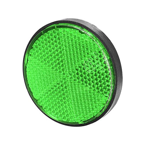 Image of X AUTOHAUX 8 Pcs Round Stick-on Safety Spoke Reflective Self Adhesive Reflector for Gate Posts Cars Trailer Motorcycle Trucks Boat Bicycle Bike Green