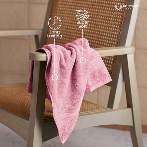 Image of BOUTIQUE LIVING Luxe Loom 100% Cotton 550 GSM Light Pink Hand Towels - Pack of 2