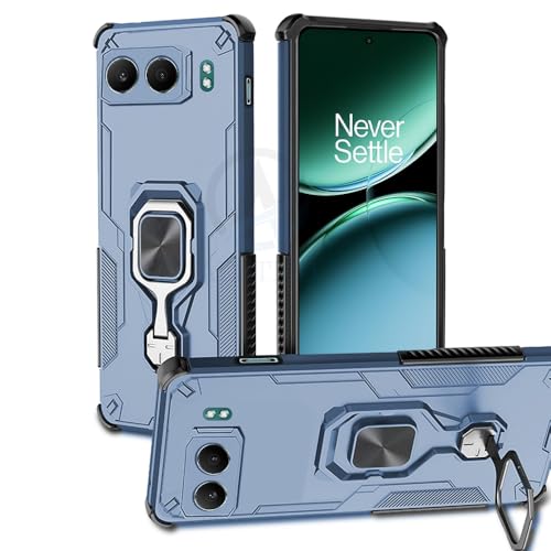 Image of AESTMO Armor Back Cover for OnePlus Nord 4 5G | Ring Holder & Kickstand & Camera Protection in-Built | 360 Degree Protection Back Case Cover (Blue)