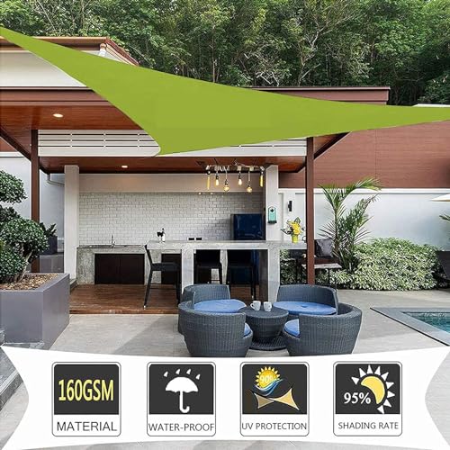 Voile d'ombrage imperméable anti-UV triangle vert pour aménagement de terrasse extérieure - 4