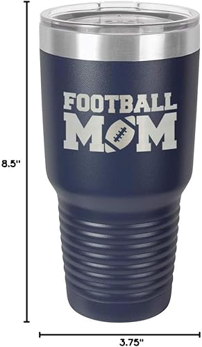 Miniatura 10 de FOOTBALL MOM Navy - Vaso de 30 onzas con popote y tapa superior deslizante  Taza de viaje de acero inoxidable  Comparar con Yeti Rambler