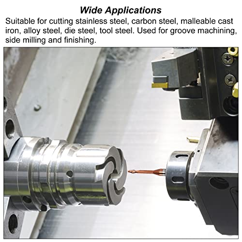 Image of uxcell Square Nose End Mill, 2mm Solid Carbide AlTiSin Coated Long Reach CNC Router Bits 2 Flutes Milling Cutter with Extended Neck, 20mm Cutting Length 4mm Shank