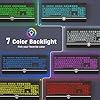 KOPJIPPOM Large Print Backlit Computer Keyboard, USB Full Size Wired Keyboards with 7-Colors Backlight, Wrist Rest, Light Up Keyboard for Windows, PC, Laptop - Easy to See, Easy to Setup