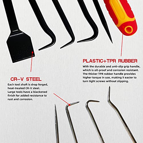 Sunplux 9-Piece Heavy Duty Precision Pick & Hook Set, Car Auto Oil Seal/O-Ring Seal Gasket Pick Hook Puller Remover, Electronics Hand Tool Set #TOP1