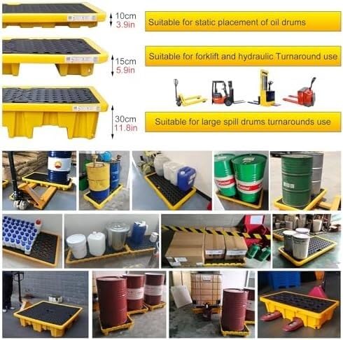 Palets Antiderrames, Plataformas Antiderrames, Palets De Plástico Apilables De Seguridad Industrial Para Sótanos, Fábricas, Garajes Y Almacenes, Palets Modulares Con Salidas De Drenaje, 65,5 X 36 X 1