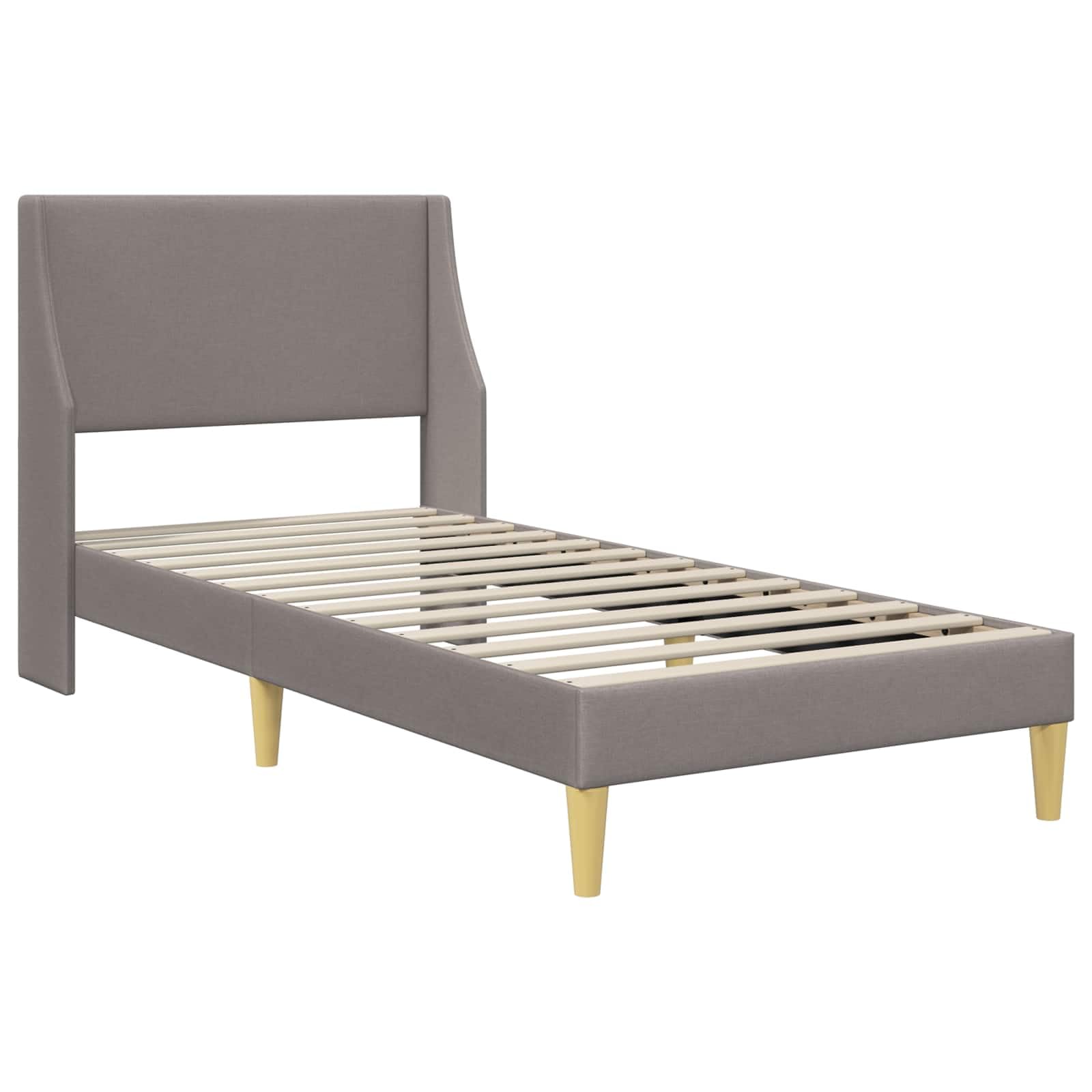 Rama łóżka z materacem taupe, 80 x 200 cm, poliester, rdzeń ze sprężyn kieszeniowych z zimną pianką, oddychający, ergonomiczny, z praktyczną przestrzenią do przechowywania, stelaż