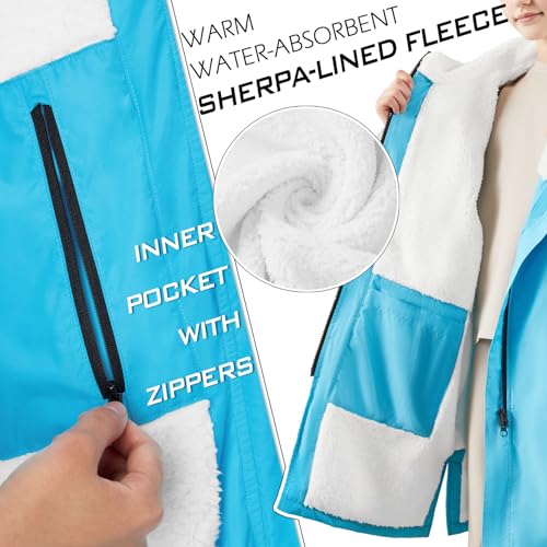 Swim Parka Kids Windproof Sherpa-Lined Unisex Parka Quick-dry Robe Coat for Kids Youth,Oversize Swimming Warm Jacket3